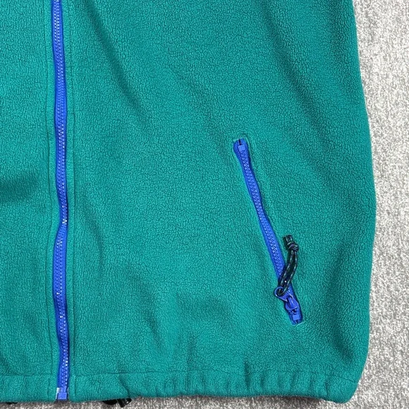 Vintage 90s Columbia Fleece Jacket Teal Blue Abstract Collar USA Made Men’s XL